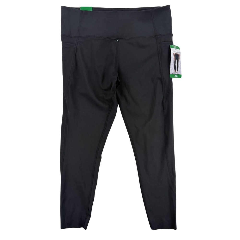 Danskin Leggings Womens XL Black High Rise Brushed Ankle 25 Inseam Yoga Gym